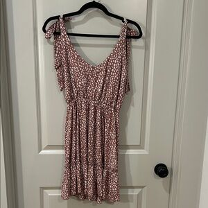 SHEIN Pink and White Spotted Mini Dress